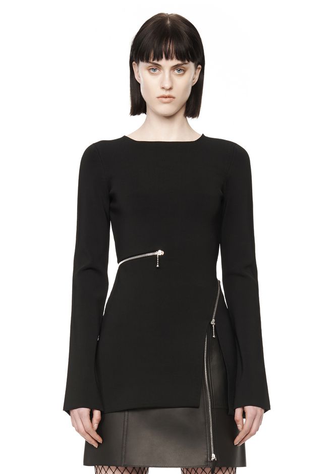 Alexander Wang ‎FITTED ZIPPER LONG SLEEVE TOP ‎ ‎TOP‎ Official Site
