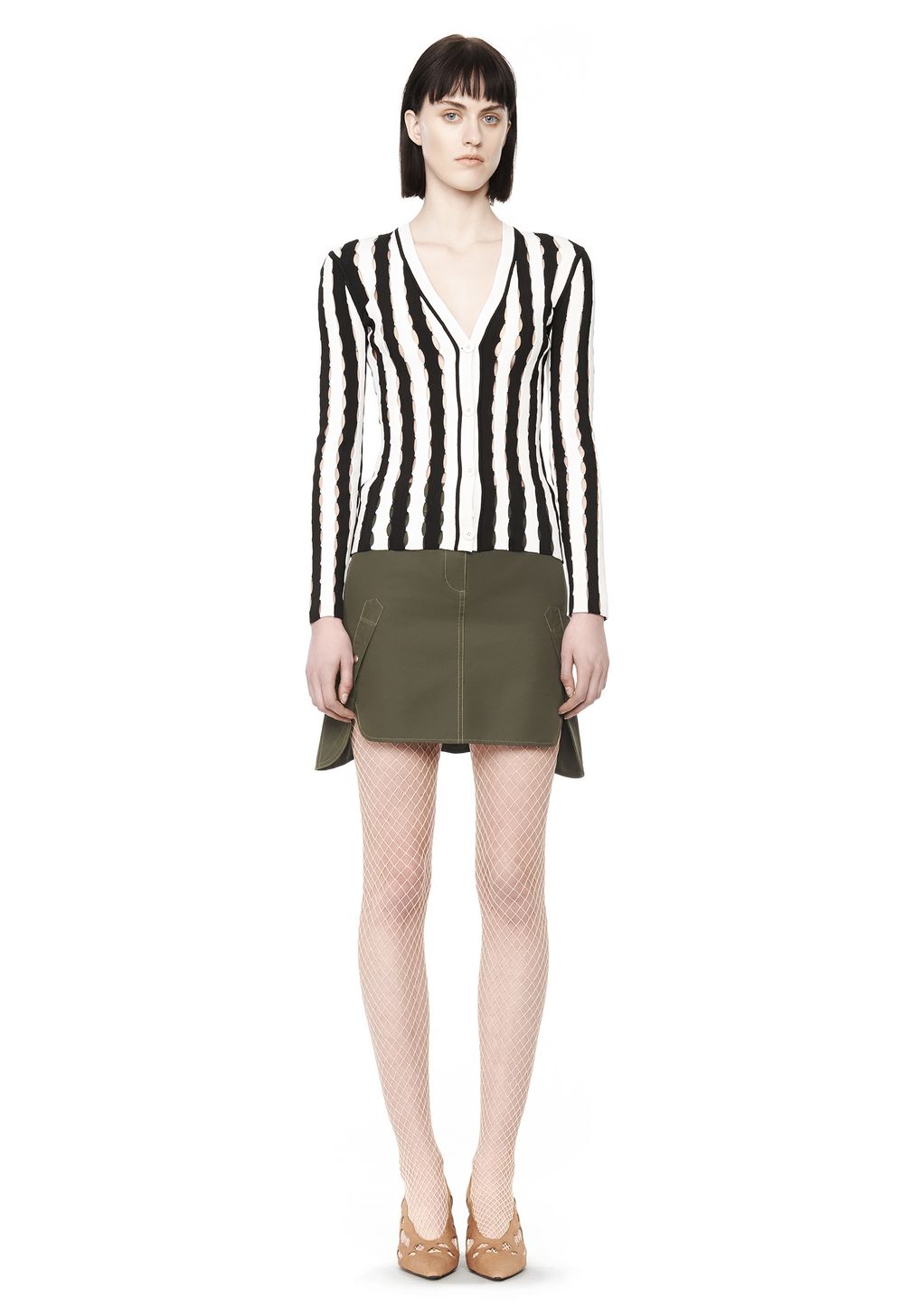 Alexander Wang ‎EXCLUSIVE STRIPED V NECK CARDIGAN ‎ ‎TOP‎ | Official Site