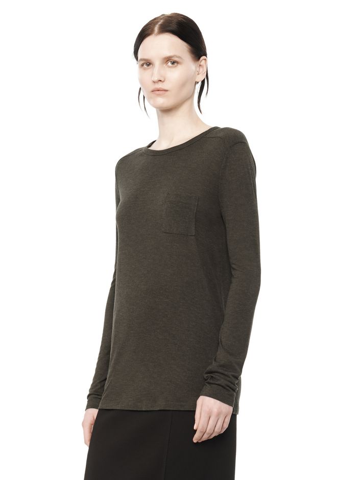 Alexander Wang ‎CLASSIC LONG SLEEVE TEE WITH POCKET ‎ ‎TOP‎ | Official Site