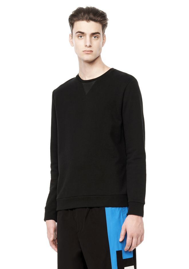 Alexander Wang ‎SWEATSHIRT WITH LEATHER DETAIL ‎ ‎TOP‎ | Official Site