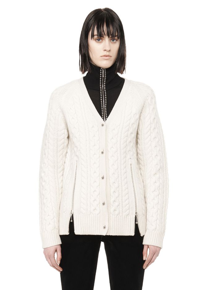 Alexander Wang ‎CABLE KNIT V NECK CARDIGAN ‎ ‎TOP‎ | Official Site