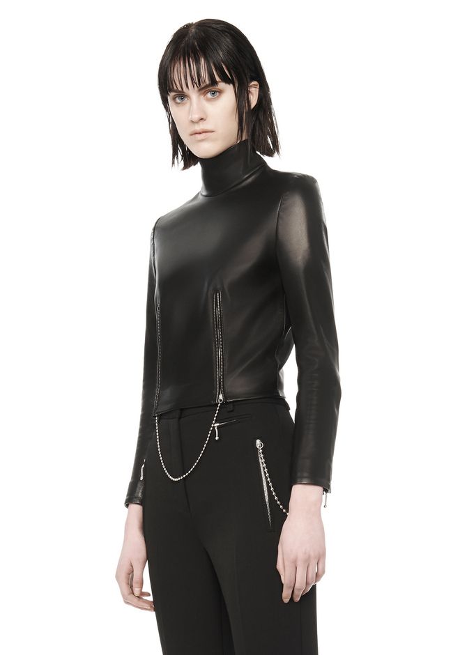 Alexander Wang ‎RUNWAY LEATHER TOP WITH BALLCHAIN ZIPPER ‎ ‎TOP ...