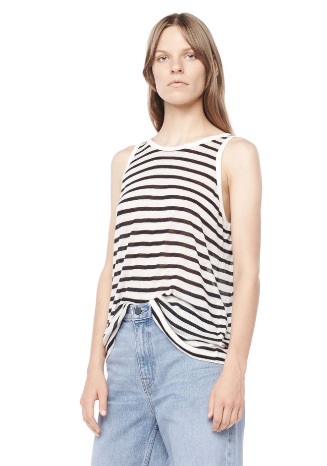 Alexander Wang ‎STRIPE LINEN TANK ‎ ‎TOP‎ | Official Site