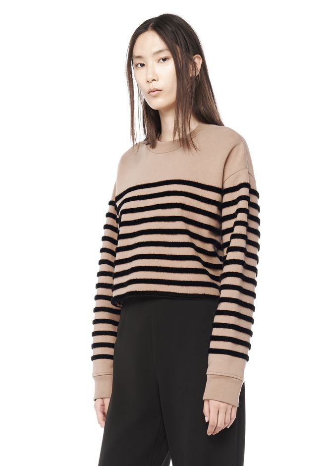 Alexander Wang âFLOCKED STRIPE CROPPED PULLOVER â âTOPâ | Official Site