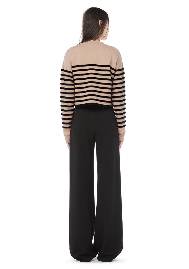 Alexander Wang ‎FLOCKED STRIPE CROPPED PULLOVER ‎ ‎TOP‎ | Official Site