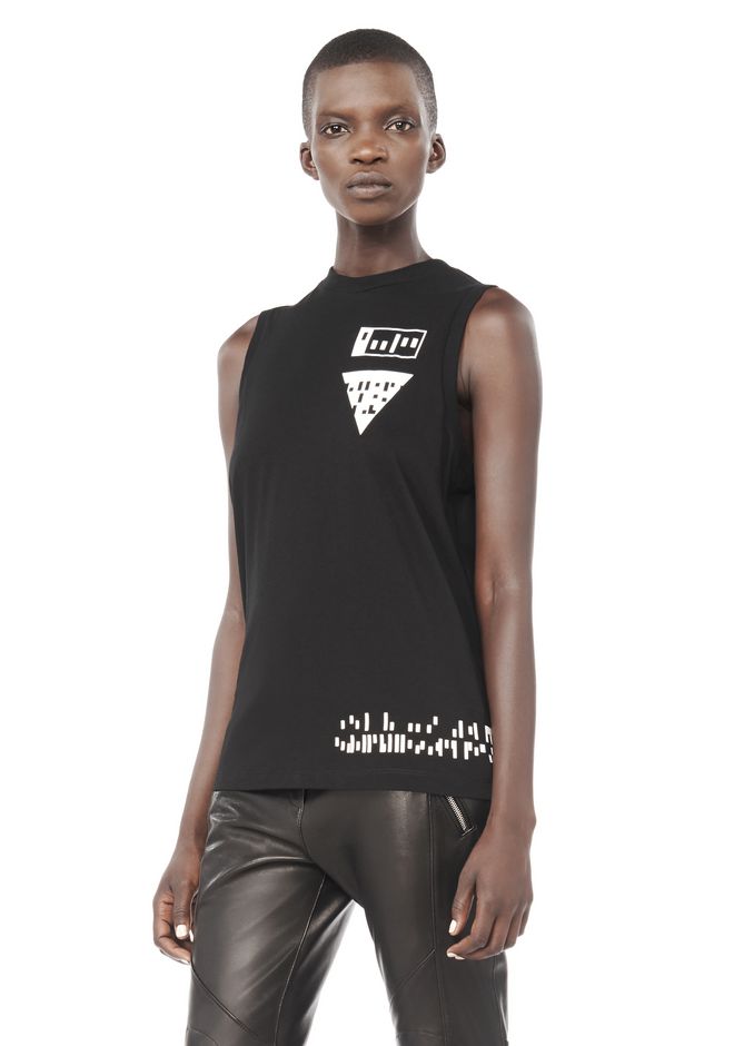 Alexander Wang ‎MOCK NECK MIXED MEDIA TANK ‎ ‎TOP‎ | Official Site