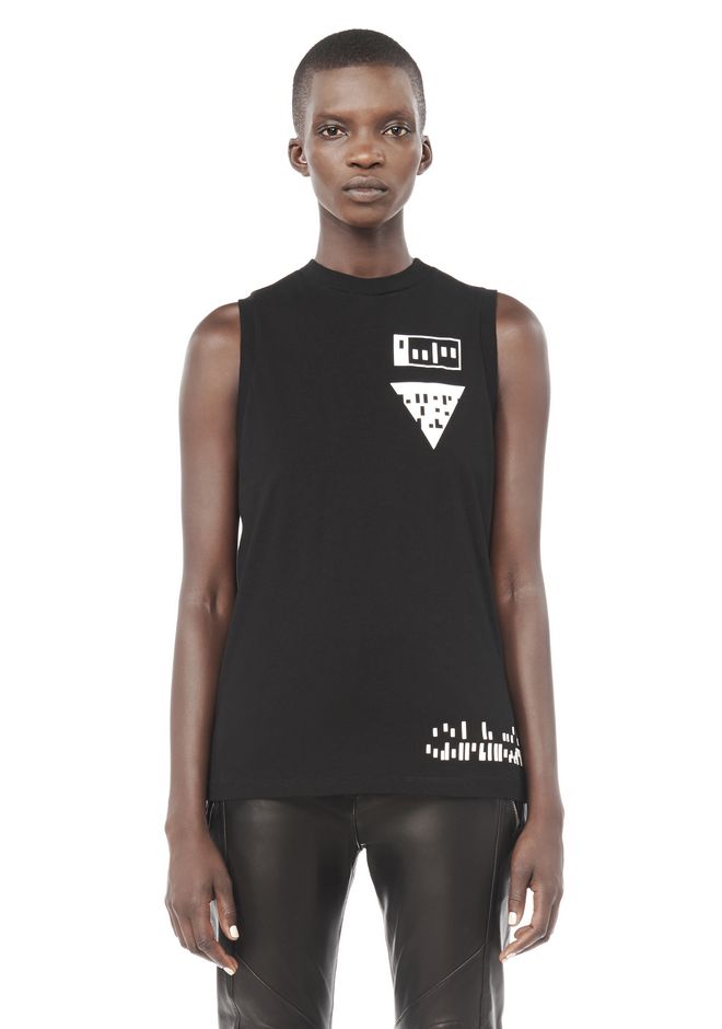 Alexander Wang ‎MOCK NECK MIXED MEDIA TANK ‎ ‎TOP‎ | Official Site