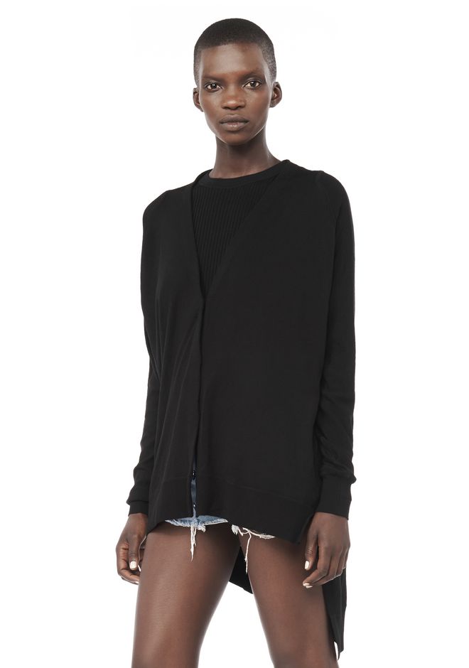 Alexander Wang ‎KNIT V NECK CARDIGAN WITH ASYMMETRIC HEM ‎ ‎TOP ...