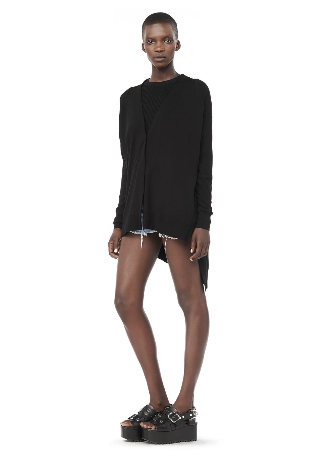 Alexander Wang ‎KNIT V NECK CARDIGAN WITH ASYMMETRIC HEM ‎ ‎TOP ...