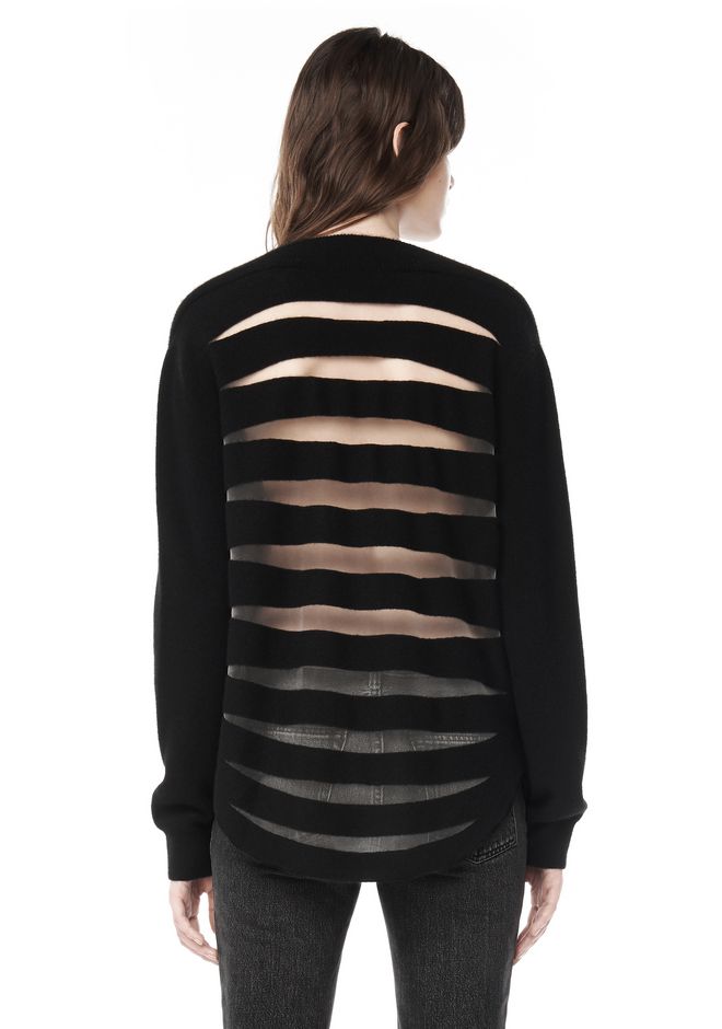 Alexander Wang âSHEER BACK STRIPED PULLOVER â âTOPâ | Official Site