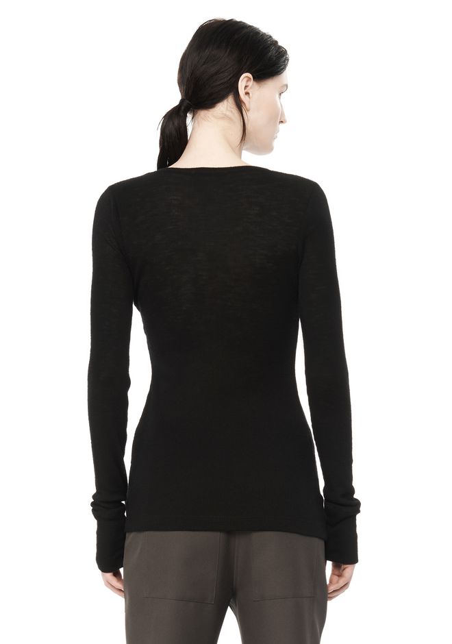 Alexander Wang ‎RIBBED LONG SLEEVE HENLEY ‎ ‎TOP‎ | Official Site