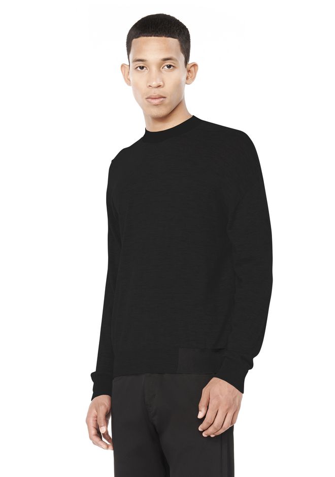Alexander Wang ‎CREWNECK PULLOVER WITH CONTRAST HEM ‎ ‎TOP‎ | Official Site