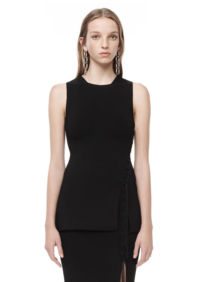 Alexander Wang ‎FITTED TANK WITH SIDE LACING ‎ ‎TOP‎ | Official Site