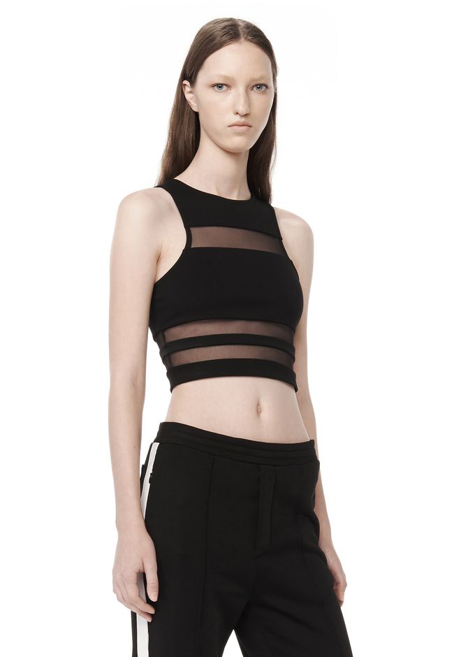 Alexander Wang ‎MESH STRIPE CROPPED TANK ‎ ‎TOP‎ | Official Site