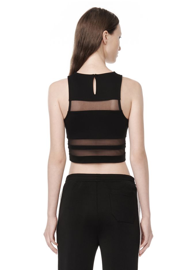 Alexander Wang ‎MESH STRIPE CROPPED TANK ‎ ‎TOP‎ Official Site