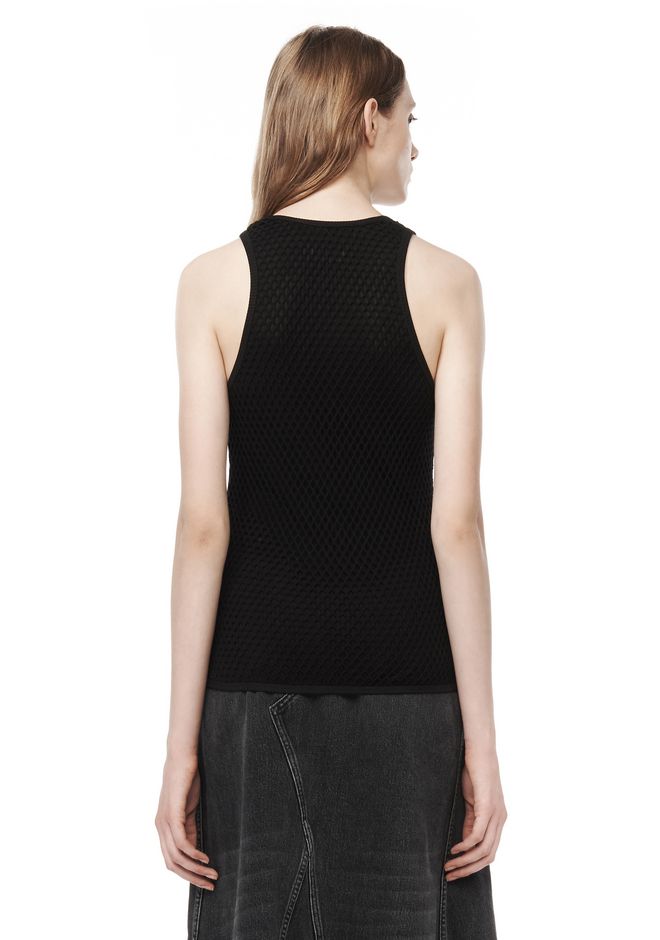 Alexander Wang ‎TANK TOP WITH FISHNET OVERLAY ‎ ‎TOP‎ | Official Site
