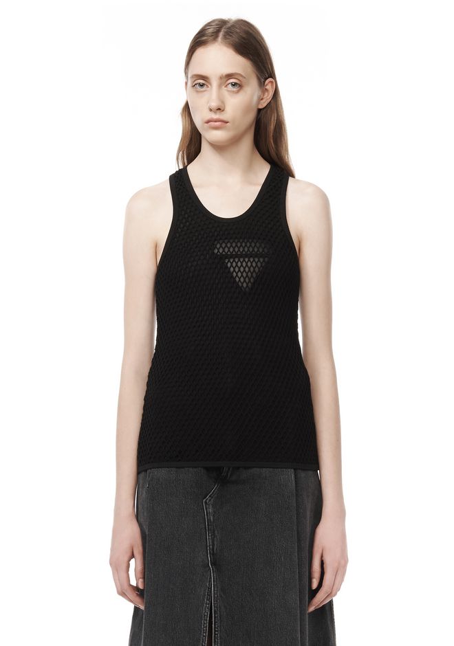 Alexander Wang ‎TANK TOP WITH FISHNET OVERLAY ‎ ‎TOP‎ | Official Site