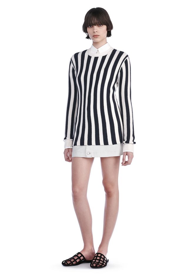 Alexander Wang ‎STRIPED WAFFLE KNIT PULLOVER ‎ ‎TOP‎ | Official Site