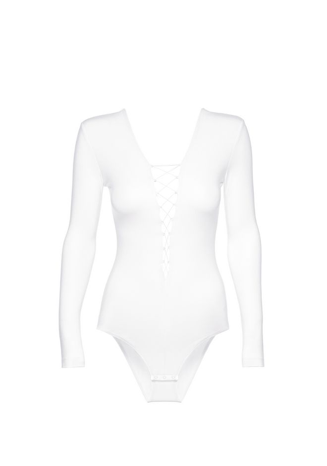 Alexander Wang ‎modal Spandex Long Sleeve Bodysuit ‎ ‎top‎ Official Site