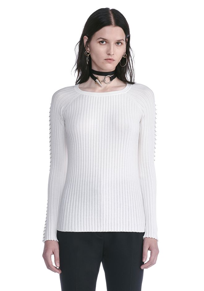 Alexander Wang ‎CREW NECK LONG SLEEVE TOP WITH PIERCED SLEEVES ‎ ‎TOP ...