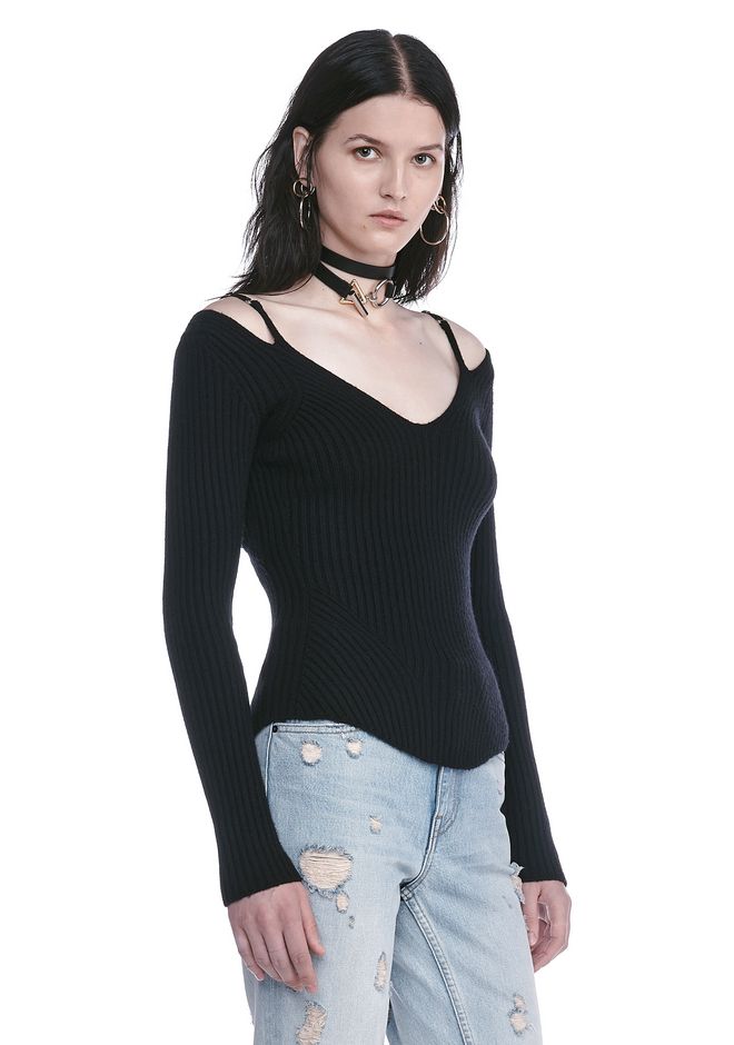 Alexander Wang ‎LONG SLEEVE TOP WITH LINGERIE BRA STRAPS ‎ ‎TOP ...