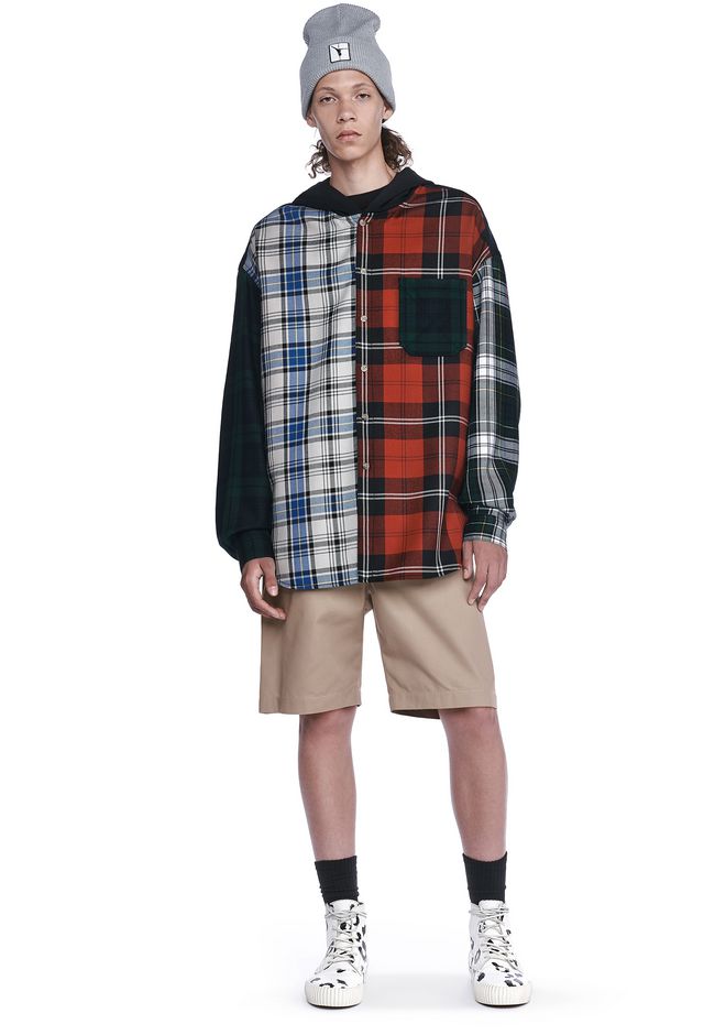 Alexander Wang ‎WOOL TARTAN PATCHWORK HOODED OVERSHIRT ‎ ‎TOP ...