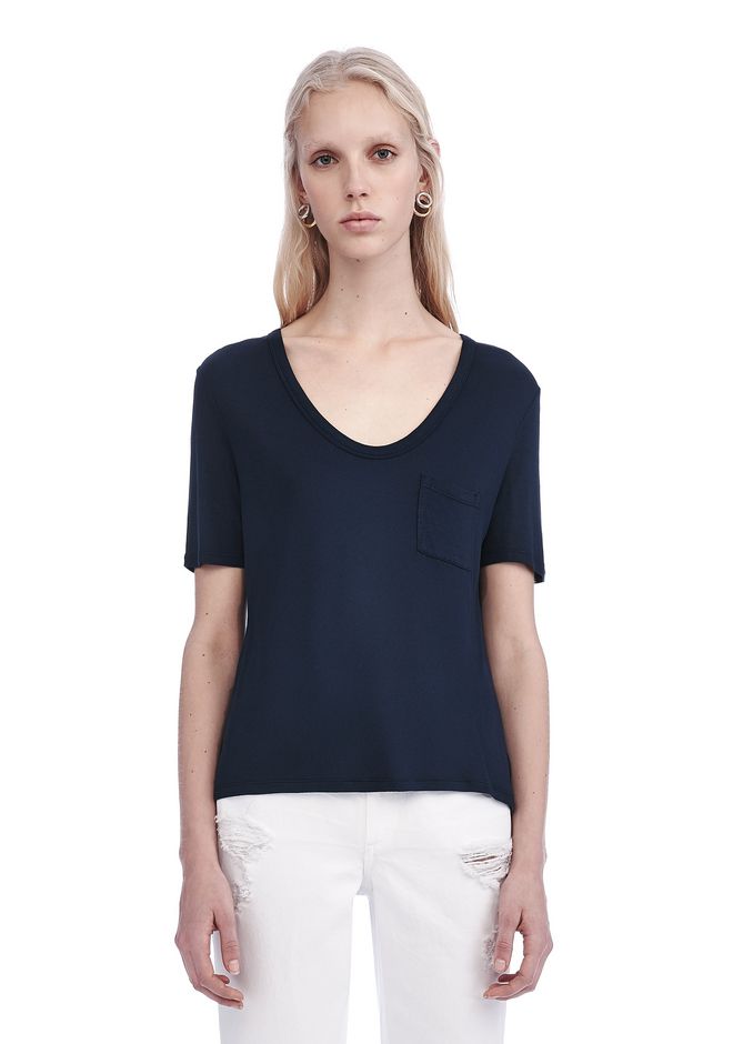 Alexander Wang ‎CLASSIC CROPPED TEE WITH POCKET ‎ ‎TOP‎ | Official Site