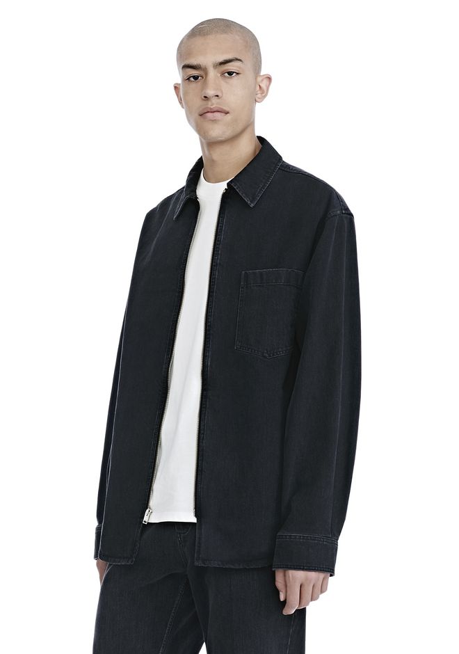 Alexander Wang ‎BLACK DENIM ZIP FRONT SHIRT ‎ ‎SHIRT‎ | Official Site