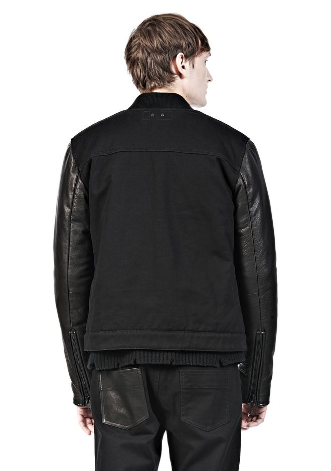Alexander Wang ‎COTTON CANVAS JACKET WITH LEATHER SLEEVES ‎ ‎Jacket ...