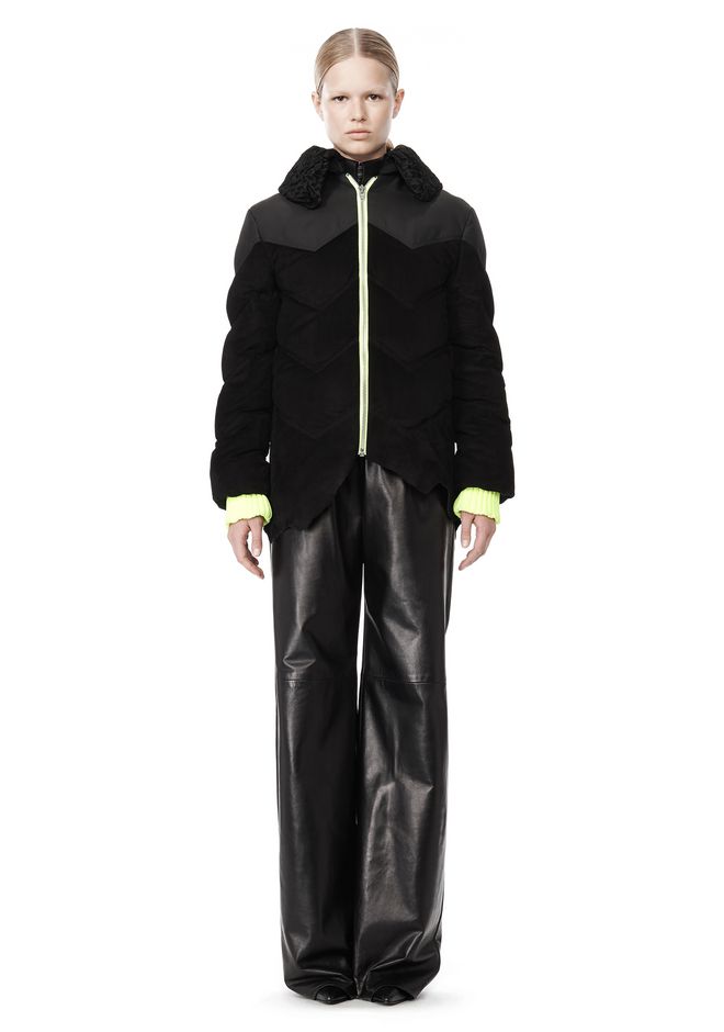 Alexander Wang ‎PUFFER JACKET WITH RAW HIDE HEM ‎ ‎JACKETS AND