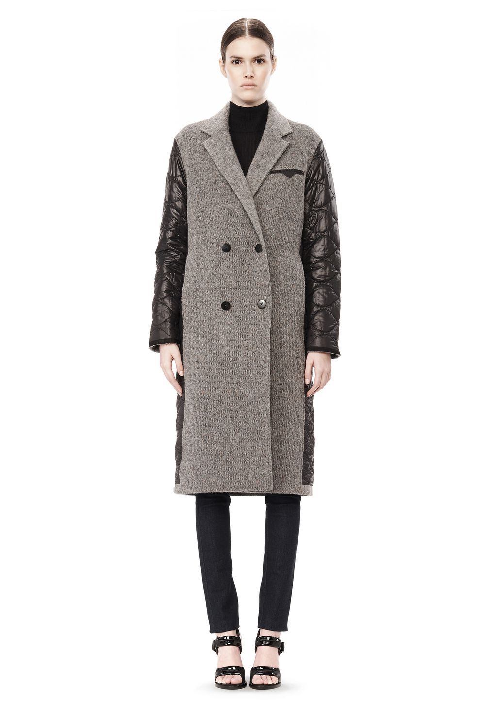 Alexander Wang ‎DONEGAL & NYLON QUILTED COMBO REVERSIBLE COAT ...