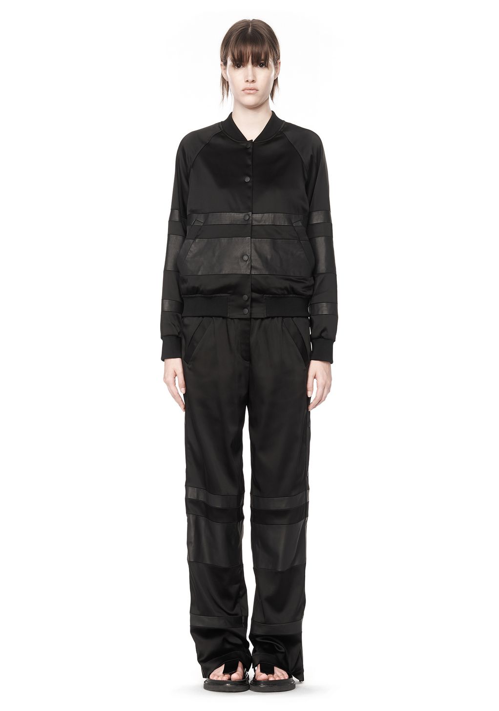 Alexander Wang ‎SATIN BOMBER WITH LEATHER STRIPE COMBO ‎ ‎JACKETS AND ...