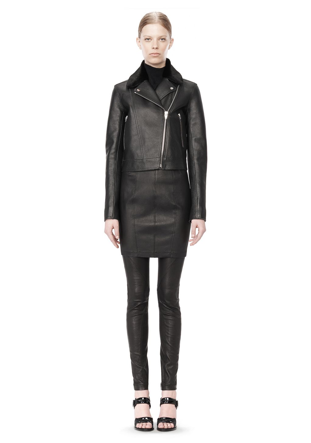 Alexander Wang ‎PEBBLED LEATHER MOTORCYCLE JACKET ‎ ‎Jacket‎ | Official ...