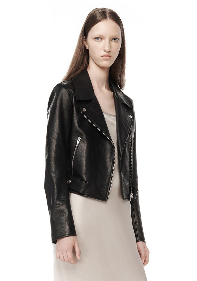 Alexander Wang ‎WAXY LEATHER CROPPED MOTO JACKET ‎ ‎JACKETS AND ...