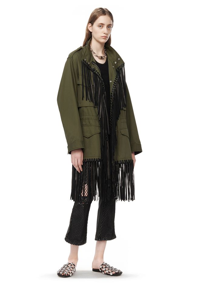 Alexander Wang ‎RUNWAY OVERSIZED PARKA WITH LEATHER FRINGE ‎ ‎JACKETS