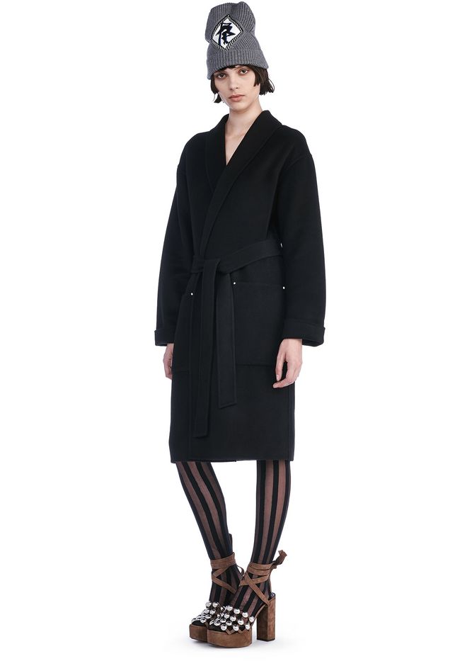 Alexander Wang ‎BELTED ROBE COAT WITH PATCH POCKETS ‎ ‎JACKETS AND