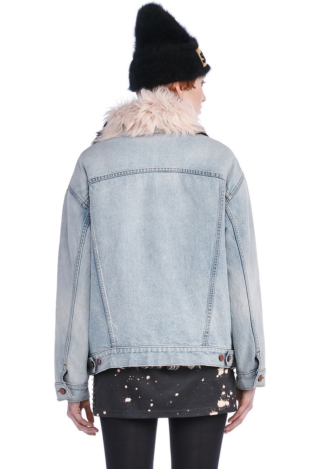 Alexander Wang ‎BOYFRIEND DENIM JACKET WITH FUR LINING ‎ ‎JACKETS AND