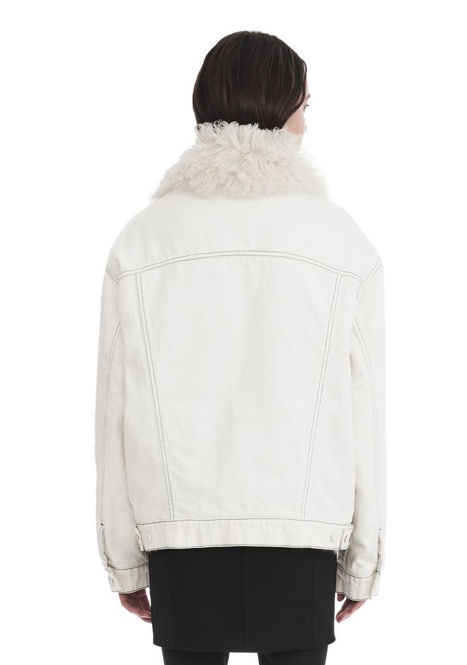 ALEXANDER WANG BOYFRIEND DENIM JACKET WITH SHEARLING LINING JACKETS AND OUTERWEAR  Adult 12_n_d