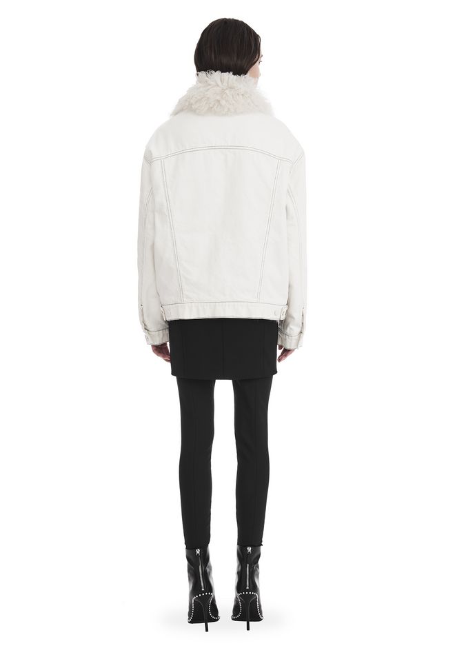 ALEXANDER WANG BOYFRIEND DENIM JACKET WITH SHEARLING LINING JACKETS AND OUTERWEAR  Adult 12_n_r