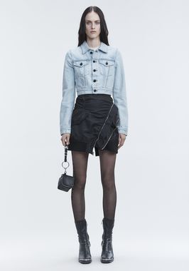 denim jacket wang alexander bare cropped blaze crop