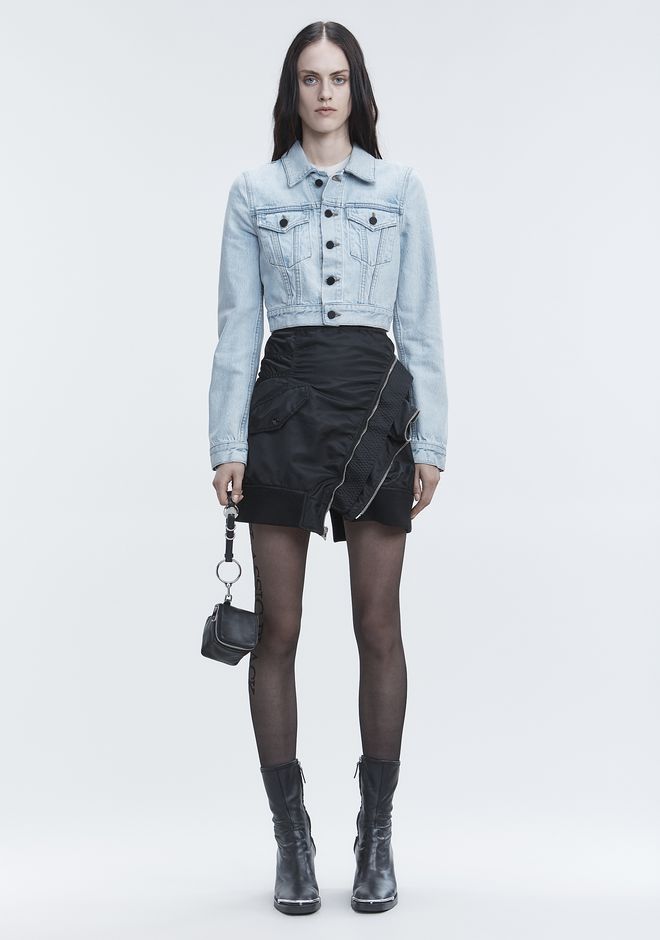 ALEXANDER WANG BARE CROPPED DENIM JACKET JACKETS AND OUTERWEAR Adult 12_n_f