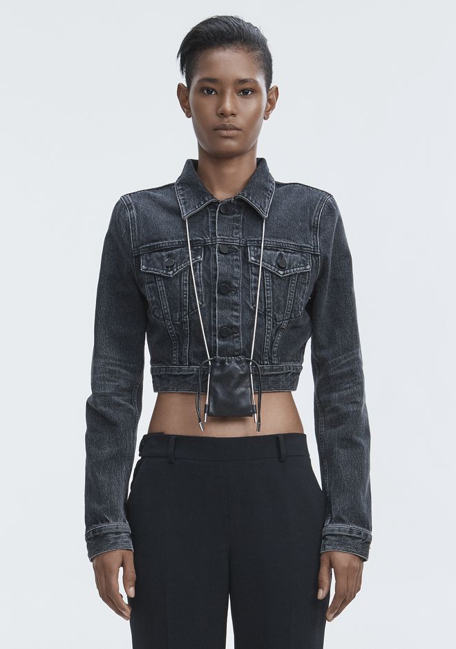 Alexander Wang ‎BARE CROPPED DENIM JACKET ‎ ‎DENIM‎ | Official Site