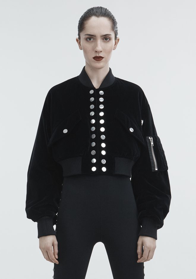 Alexander Wang ‎VELVET CROPPED BOMBER ‎ ‎JACKETS AND OUTERWEAR