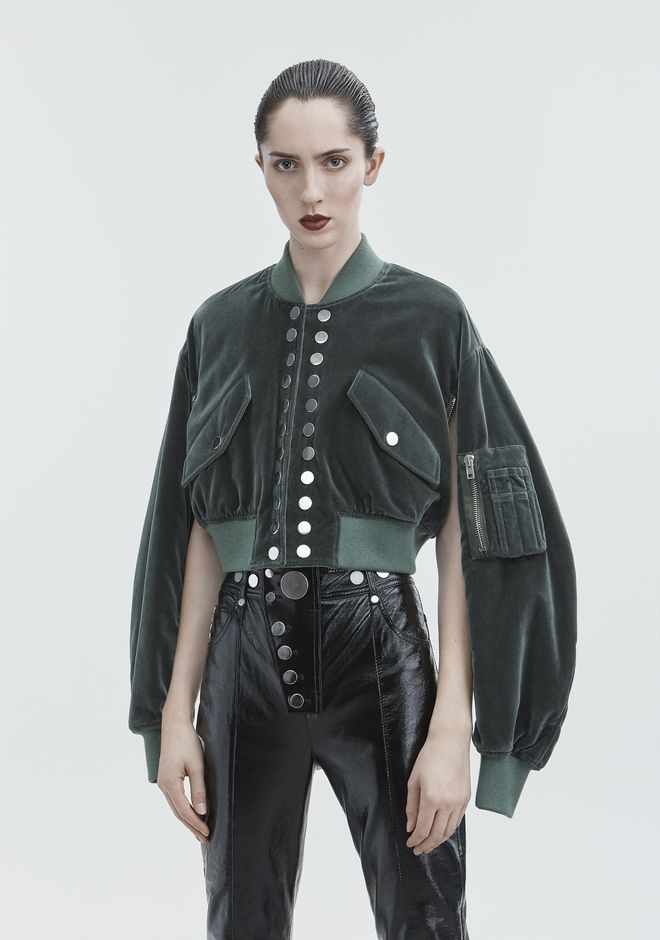 Alexander Wang ‎VELVET CROPPED BOMBER ‎ ‎JACKETS AND OUTERWEAR ...