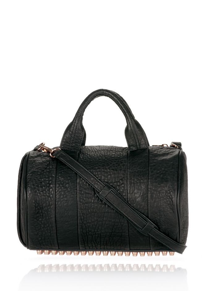 Alexander Rocco In Black Pebble Lamb With Rosegold Alexander Rocco In Black Pebble Lamb With Rosegold Shoulder Bag 12 N F