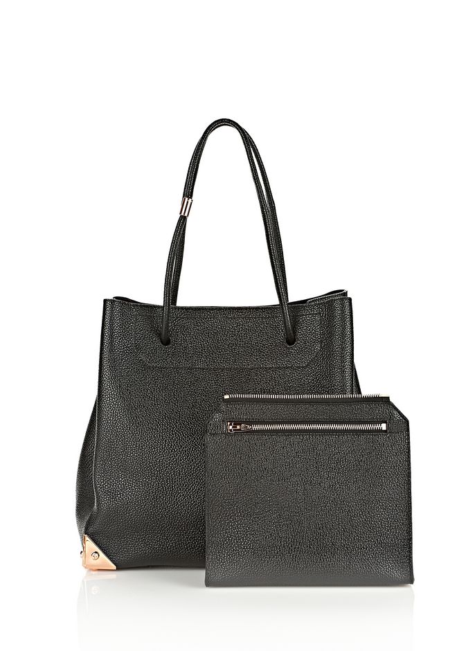 Alexander Wang ‎PRISMA LARGE TOTE IN PEBBLED BLACK WITH ROSE GOLD ...