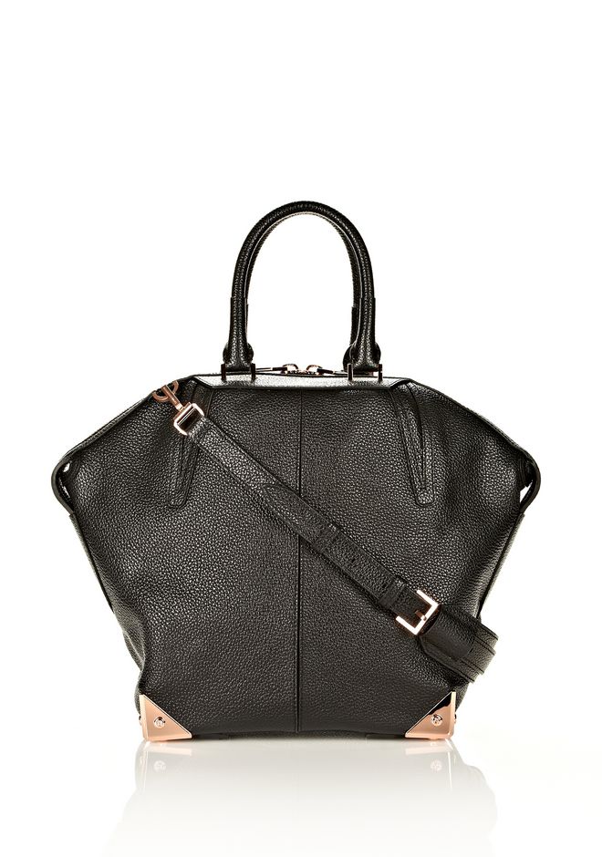 Alexander Large Emile In Pebbled Black With Rose Gold Alexander Large Emile In Pebbled Black With Rose Gold Tote Del 12 N F