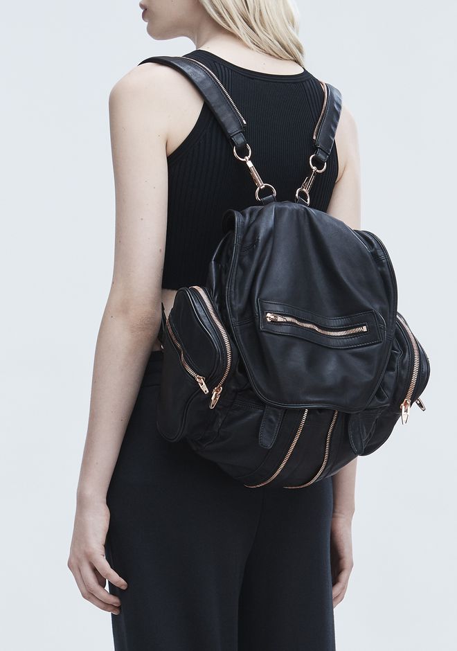 Alexander Wang ‎MARTI BACKPACK IN WASHED BLACK WITH ROSE GOLD