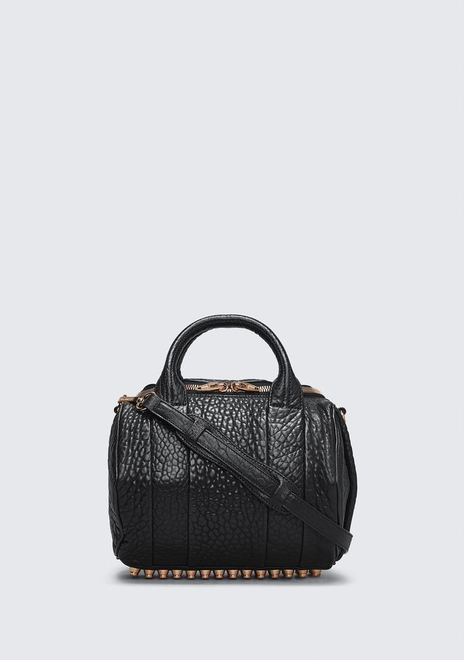 Alexander Bags Classics For Women Official Site Alexander Bags Classics Rockie In Pebbled Black With Rose Gold