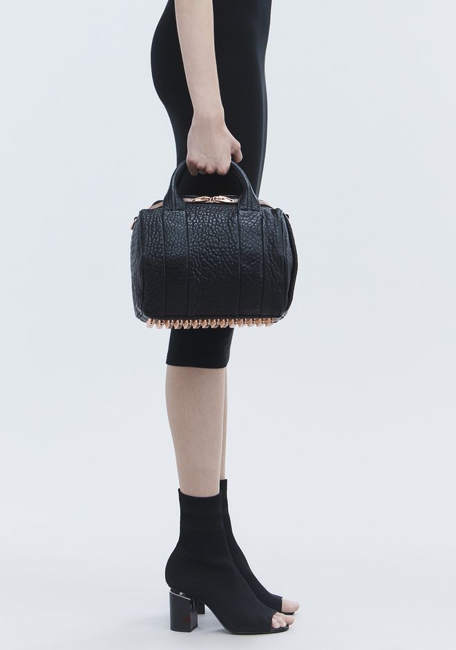 Alexander Rockie In Pebbled Black With Rose Gold Alexander Rockie In Pebbled Black With Rose Gold Shoulder Bag 12 N R